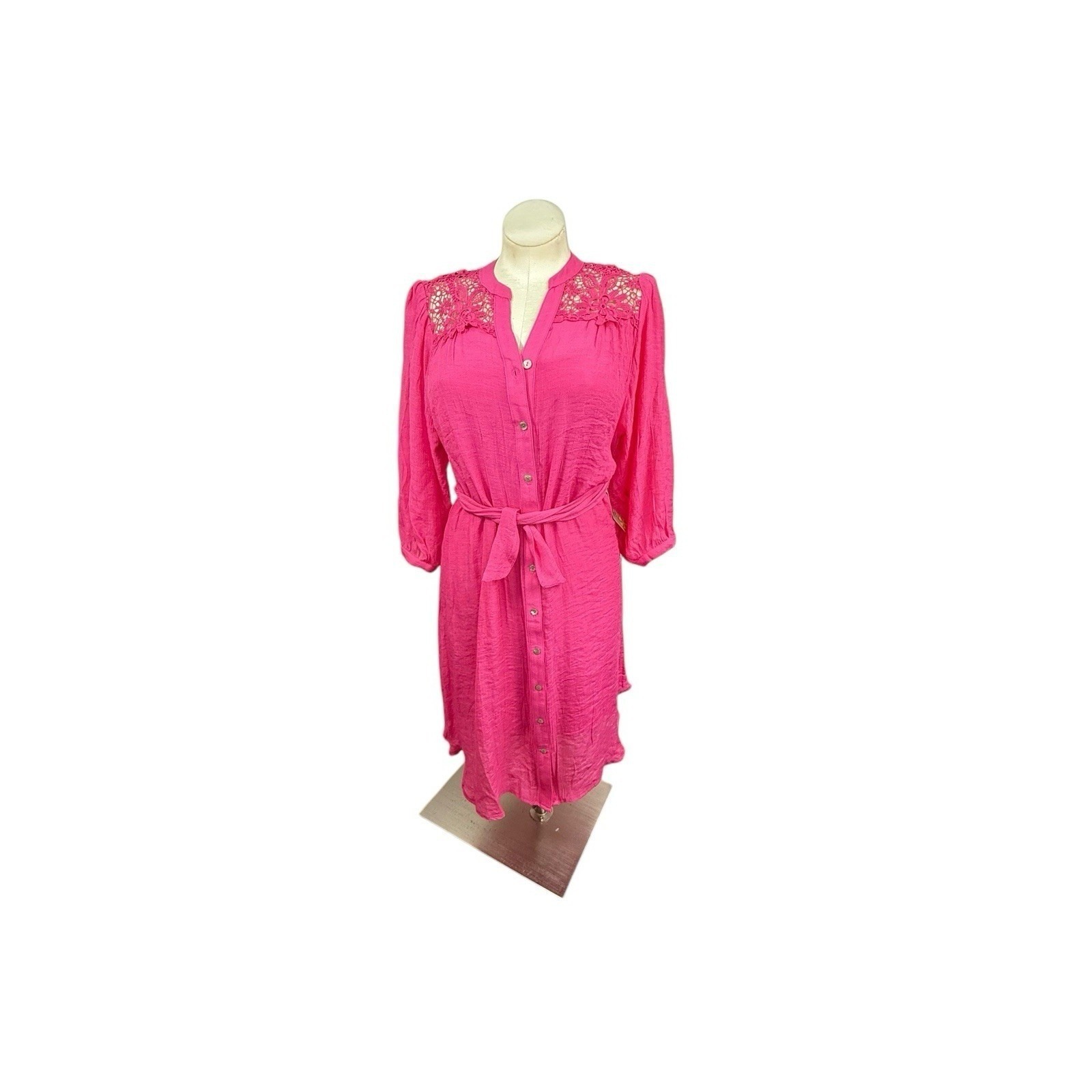 Women's M Figueroa & Flower Nwt Pink 3/4 Sleeve Dress Beach Cruise Vacation